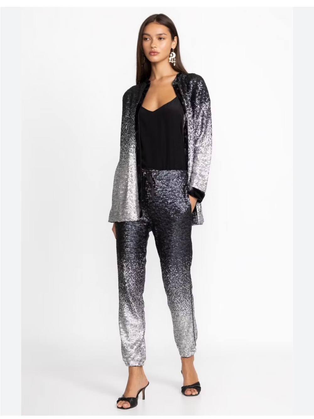 Johnny Was SEQUIN BLACK SIMONA Set Sz S